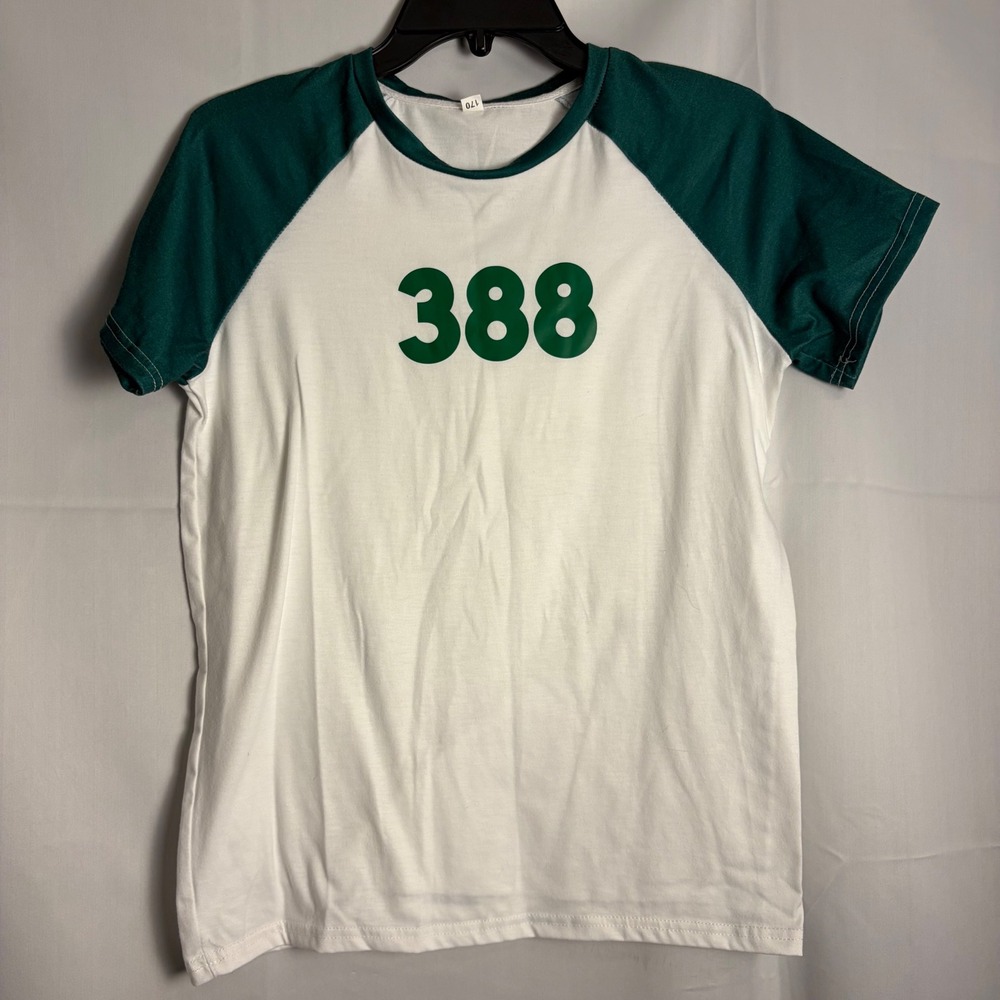 Squid Game Player 388‎ Raglan T-Shirt Green White Baseball Tee Cosplay Size 170